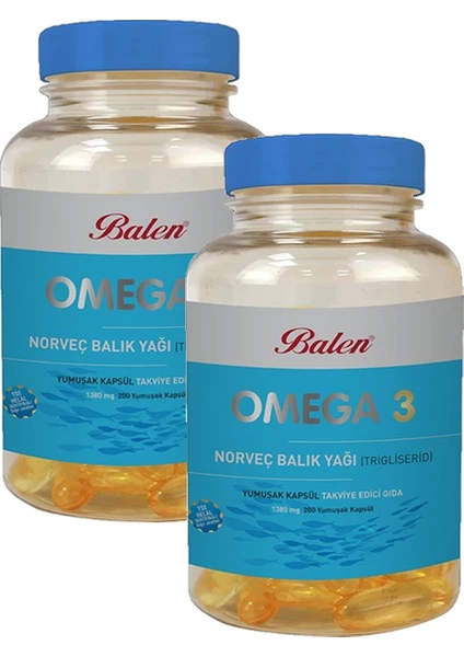 Omega 3 Norveç Balık Yağı 200 x 1380mg - 2 Adet