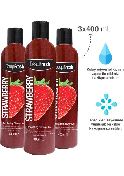 Arındırıcı Duş Jeli Çilek 3 x 400 ml
