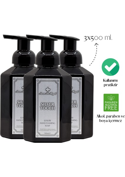 Luxury Vegan Köpük Sabun Silver Touch 3 x 500 ml