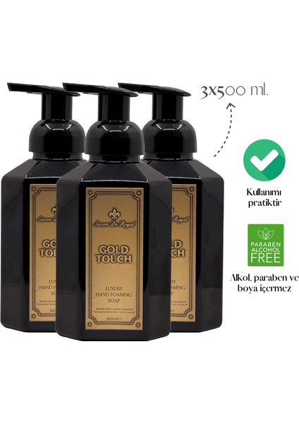 Savon De Royal Luxury Vegan Köpük Sabun Gold Touch 3 x 500 ml