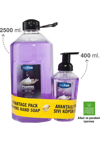 Diamond Köpük Sabun Amethyst 2,5 Lt & 400 ml Avantaj Paketi
