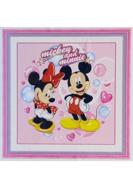 1153 Minnie Mickey Boncuk Mozaik Goblen Tablo Pano