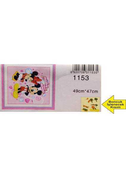 1153 Minnie Mickey Boncuk Mozaik Goblen Tablo Pano