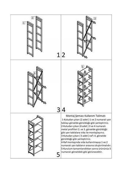 5 Raflı Kitaplık Beyaz