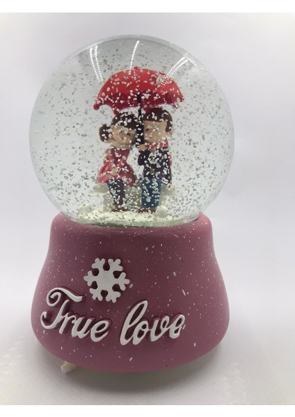 Çiko Toys Romantik Sevgili Çift True Love Kendinden Püskürtmeli Işıklı Müzikli Pilli Büyük Boy Kar Küresi