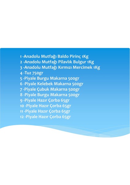 Gıda Paketi 12 Parça 18 Nolu Paket