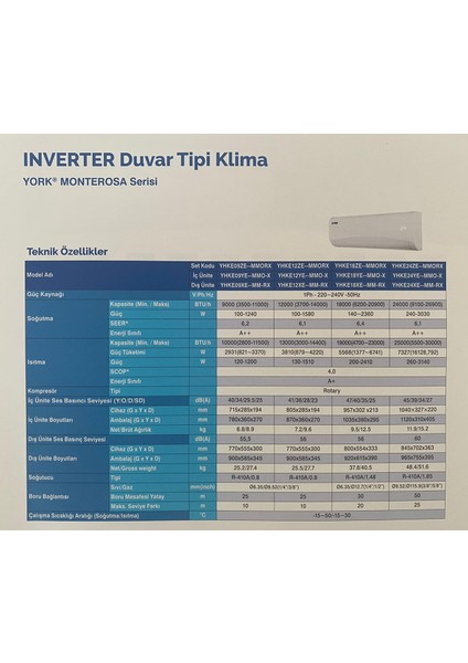 Monterosa Inventer 18000 BTU Duvar Tipi Klima (R32)