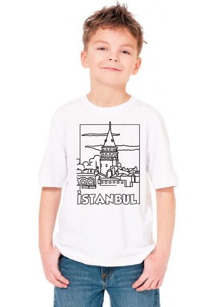 Galata Kulesi Boyama T-Shirt 9-11 modelleri