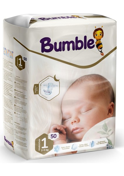 Bumble 1 Numara Yenidoğan Bebek Bezi Eko Paket (2-5) Kg 50 Adet