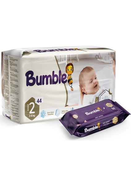 2 Numara Mini Bebek Bezi Ikiz Paket+ Bumble Baby Islak Mendil Hediyeli