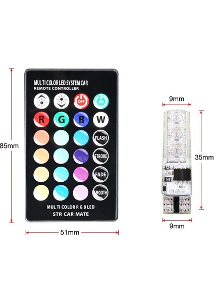 LED T10 Kumandalı Çakarlı Park Ampulü