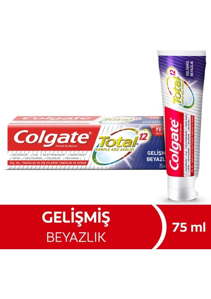 Total Gelişmiş Beyazlık Diş Macunu 2 x 75 ml