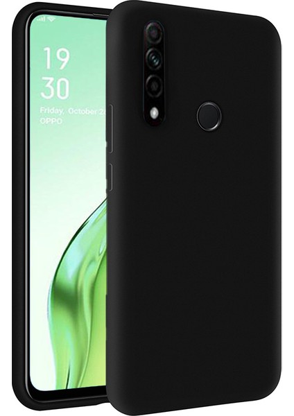 Oppo A31 Kapak İçi Kadife Soft Logosuz Lansman Silikon Kılıf - Siyah