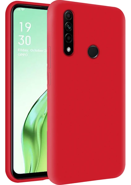 Oppo A31 Kapak İçi Kadife Soft Logosuz Lansman Silikon Kılıf - Kırmızı