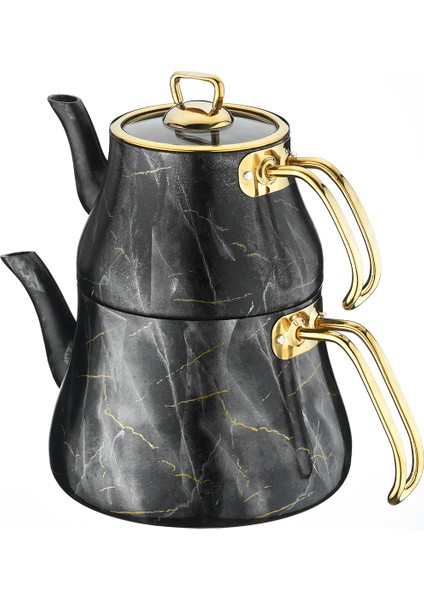 Marble Siyah Mermer - Granit Çaydanlık Takımı