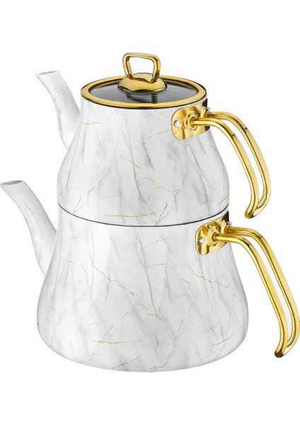 Marble Beyaz Mermer - Granit Çayndanlık Takımı