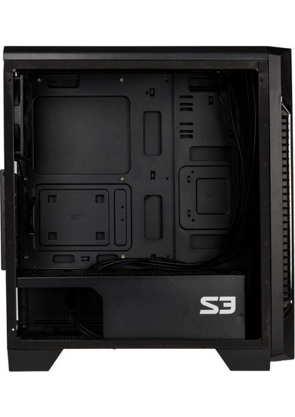 S3-600W ATX Mid Tower 600W Siyah 1 x Mikrofon 1 x Kulaklık, 1 x USB 3.0, 2 x USB 2.0, 1 x 120 mm Fan, Cam Yan Kapak, , PCI/AGP 330 mm Bilgisayar Kasa