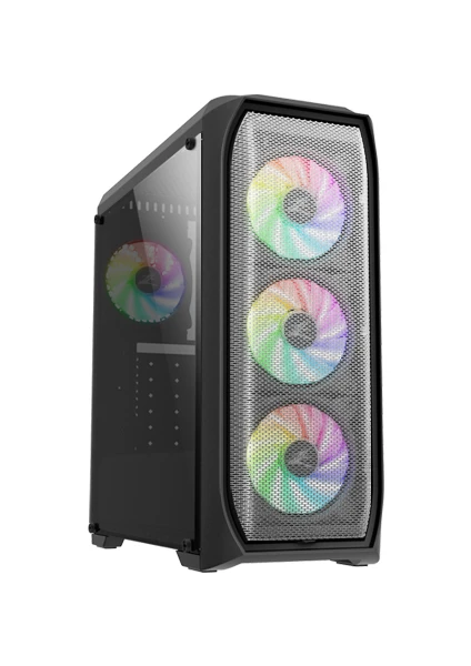 N5 Mf ATX Mid Tower 4 RGB Fanlı 1 x Kulaklık, 1 x Mikrofon, 2 x USB 2.0, 1 x USB 3.0, Fan Kontrol, Renkli Akralik Panel, PCI/AGP365 mm Bilgisayar Kasa