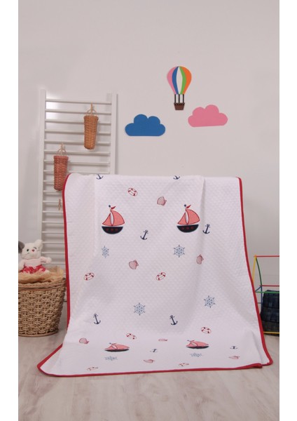 babystore %100 Pamuk Lacivert Yelken Desenli Bebek Pikesi