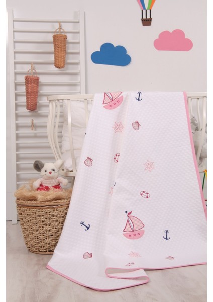 Mellowbabystore %100 Pamuk Pembe Yelken Desenli Bebek Pikesi