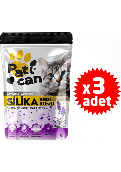 Lavanta Kokulu Silika Kristal Kedi Kumu 5 lt x 3 Adet