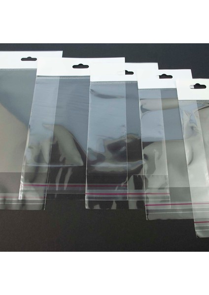 Askılı Şeffaf Bantlı Poşet 12 cm x 25 cm 1.000'li paket
