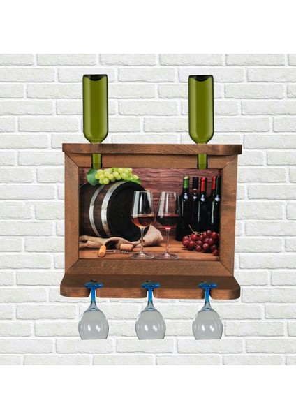 Tablolu Ahşap Şaraplık Viski Bira Salon Bar Mutfak Dekoru