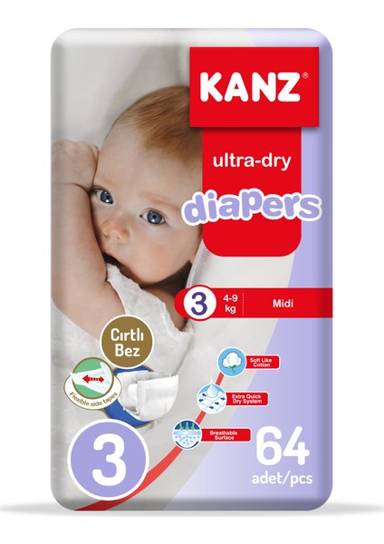 Bebek Bezi 3 Numara 64'lü
