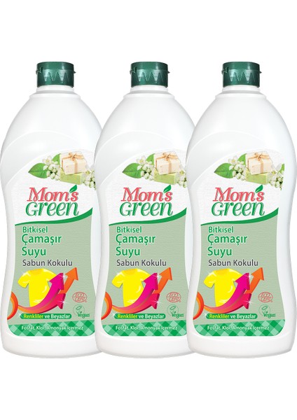 Mom's Green 3'lü Set Bitkisel Konsantre Çamaşır Suyu Sabun Kokulu Eco ( 750 ml x 3 )