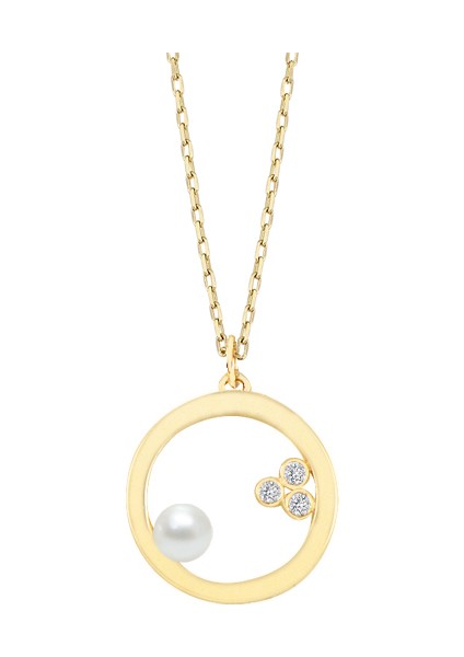 Altın İncili Minik Çember Kolye