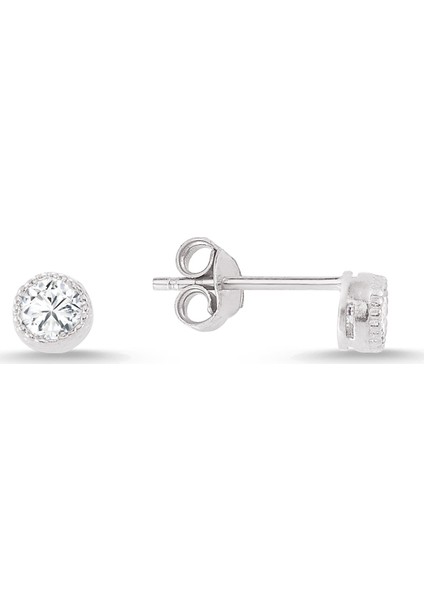 Gümüş Mini Tektaş Küpe