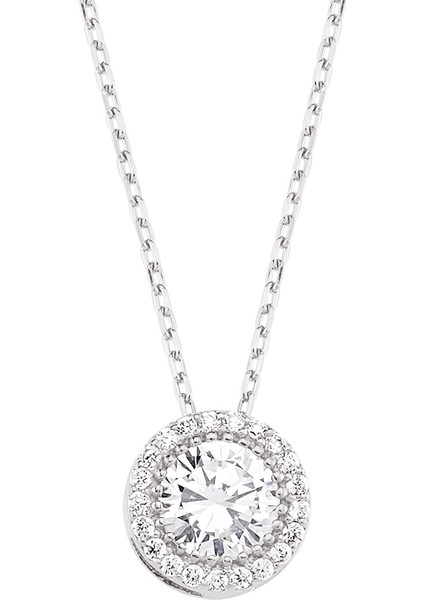 Gümüş Pırlanta Montürlü Tektaş Kolye