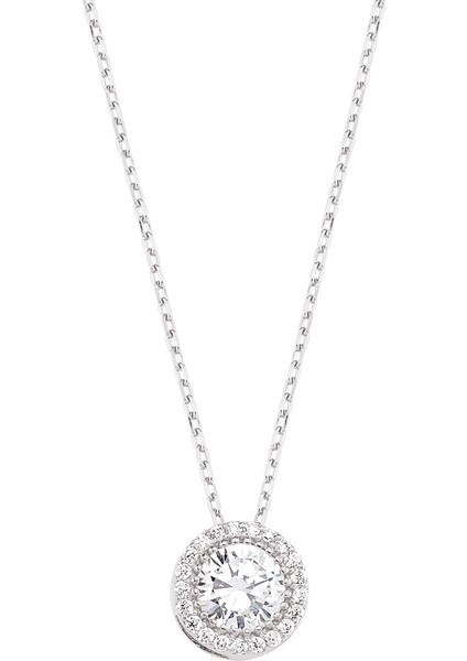 Gümüş Pırlanta Montürlü Tektaş Kolye fiyatları