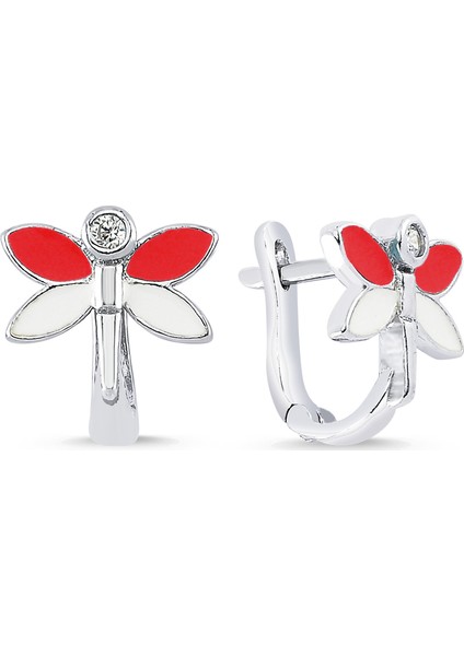 Renkli Mineli Gümüş Yusufçuk Çocuk Küpe