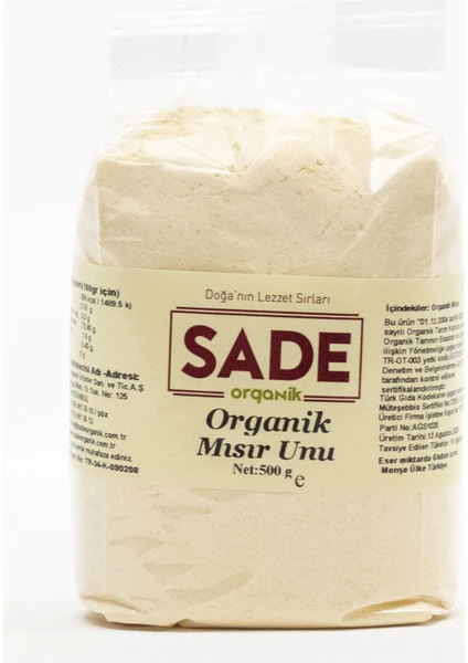 Sade Organik Mısır Unu 500 gr