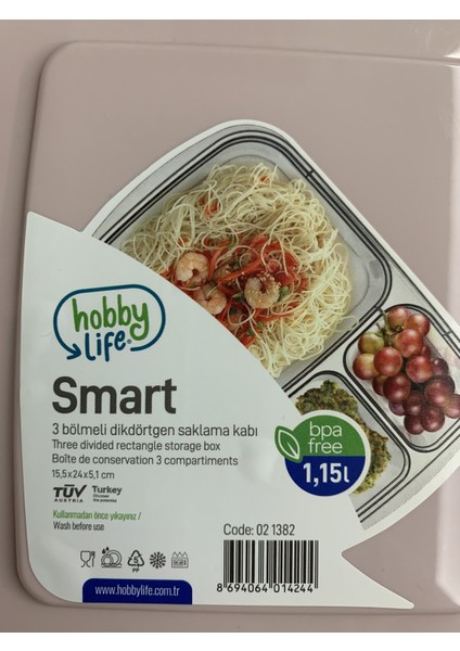 3 Bölmeli Saklama Kabı Pembe 1.15 lt
