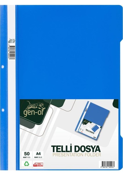 Telli Dosya 10 Paket Mavi 50'li