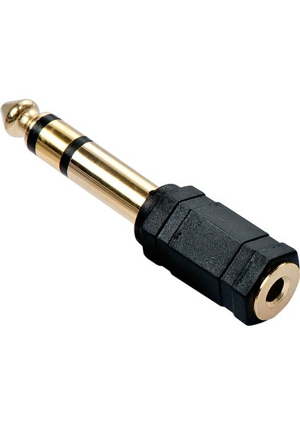 AoGo Stereo Kulaklık Mikrofon Adaptörü 6,3mm Erkek To 3,5mm Dişi Gold Jak