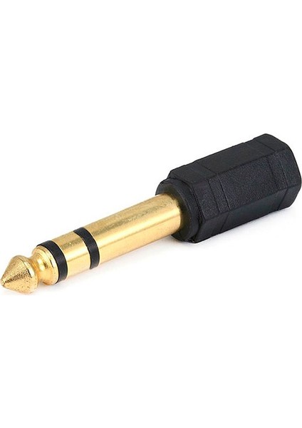 AoGo Stereo Kulaklık Mikrofon Adaptörü 6,3mm Erkek To 3,5mm Dişi Gold Jak