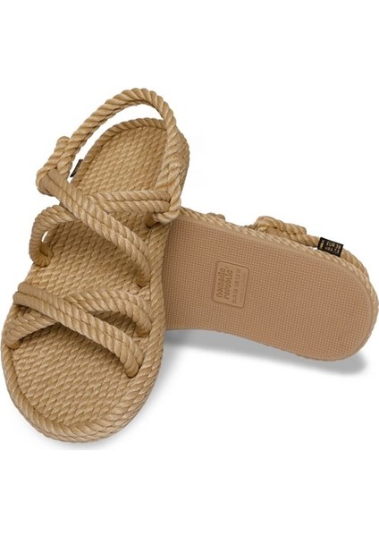 Tahiti Kauçuk Tabanlı Kadın Halat Sandalet - Bej