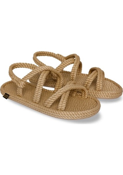 Tahiti Kauçuk Tabanlı Kadın Halat Sandalet - Bej fırsatları
