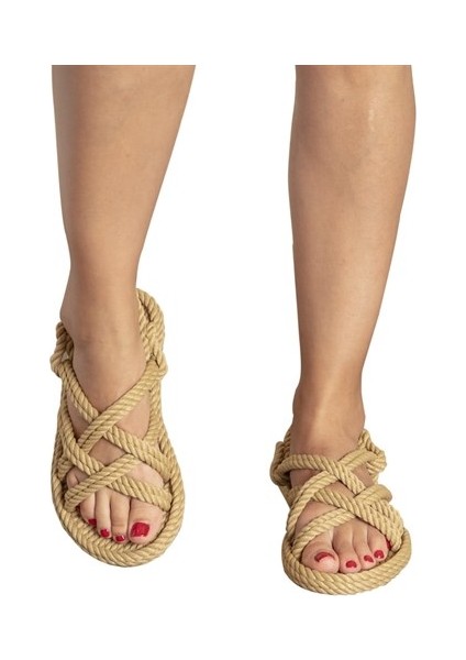 Bodrum Kadın Halat Sandalet - Bej fiyatları