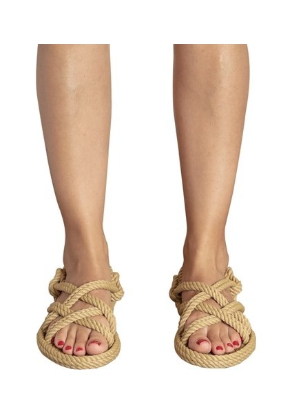 Bodrum Kadın Halat Sandalet - Bej modelleri