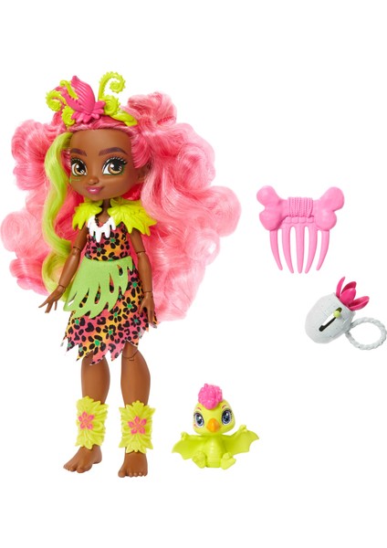 Bebekleri - Tarih Öncesi Çağlarda Yaşayan Ve Eklemleri Bükülebilen Cave Club™ Pembe Saçlı Fernessa Bebek (25 Cm) İle Dinozoru Gnl85