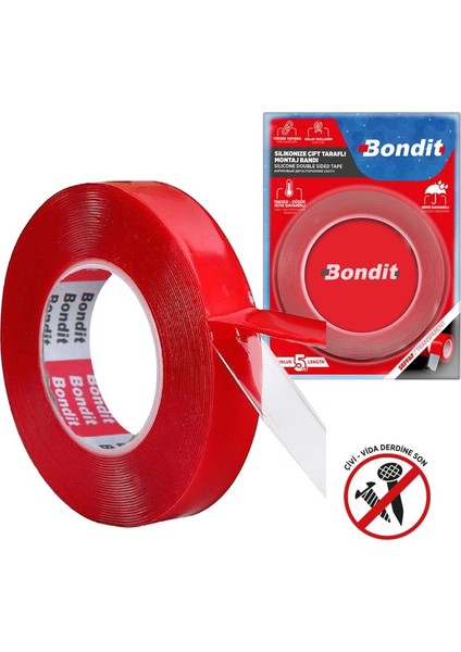 Silikonlı Çift Taraflı Akrilik Şeffaf Bant 50mm x 5mt