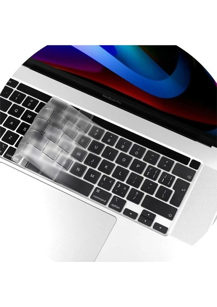 Apple Macbook Pro 16 inç A2141 A22142 Toucbarlı 2019 Silikon Klavye Koruyucu Tr Türkçe SEFFAF KLAVYE