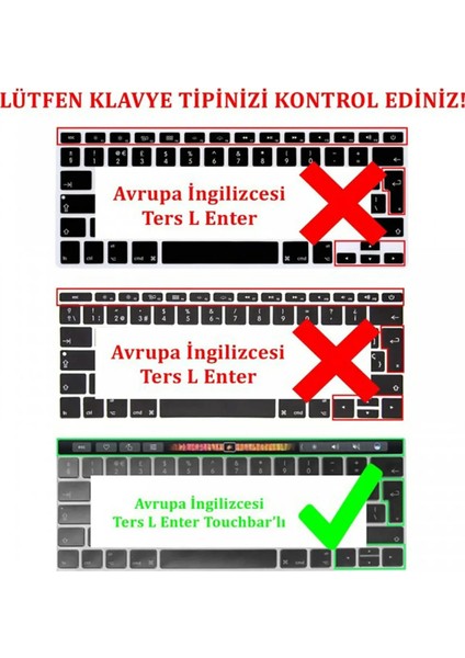 Apple Macbook Pro 16 inç A2141 A22142 Toucbarlı 2019 Silikon Klavye Koruyucu Tr Türkçe SEFFAF KLAVYE fiyatları