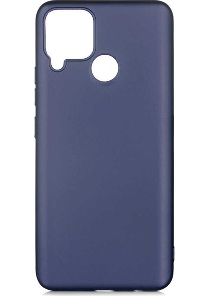 Realme C15 Kılıf Mat Premium Silikon Kılıf Lacivert + Nano Ekran Koruyucu