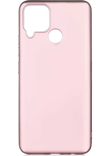 Realme C15 Kılıf Mat Premium Silikon Kılıf Rose + Cam Ekran Koruyucu