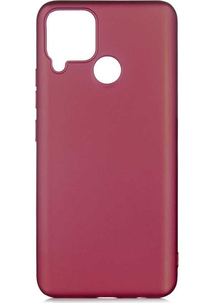 Realme C15 Kılıf Mat Premium Silikon Kılıf Bordo